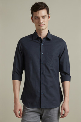 LOUIS PHILIPPE Men Solid Formal Dark Blue Shirt