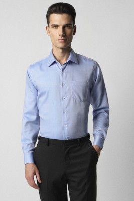 VAN HEUSEN Men Self Design Formal Blue Shirt