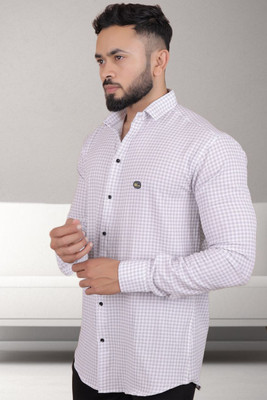GCFAB Men Checkered Casual Grey Shirt