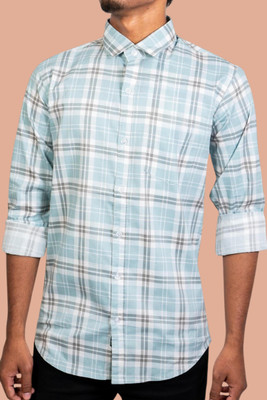 shardha enterprise Men Checkered Casual Light Green Shirt