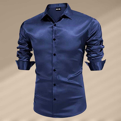 HEJAMAA CREATION Men Solid Casual Blue Shirt
