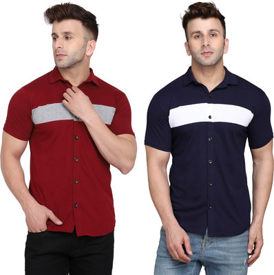 GEUM Men Solid Casual Multicolor Shirt(Pack of 2)