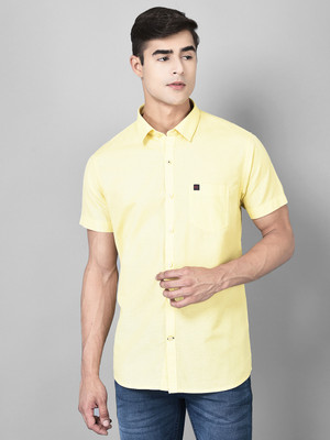Canary London Men Solid Casual Yellow Shirt