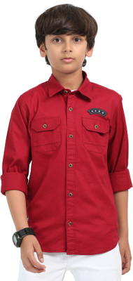 ROCKET SCIENCE Boys Solid Casual Red Shirt