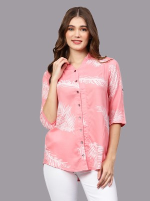 indietoga Women Printed Casual Pink Shirt