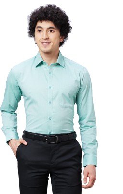 Raymond Men Self Design Formal Light Green Shirt