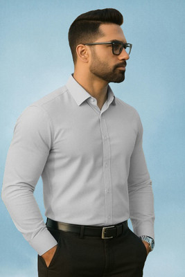 FFASHION Men Solid Formal Grey Shirt