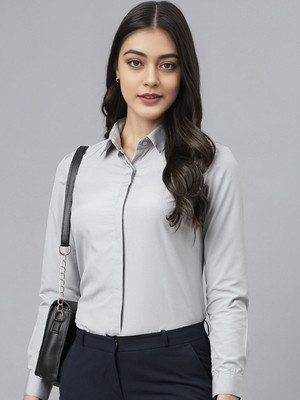 ZAINAB CREATIONS Women Solid Formal Grey Shirt