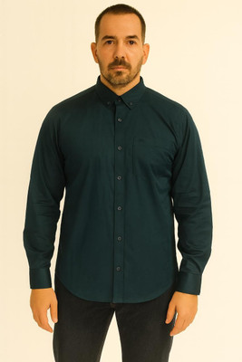 Pulsemen Men Solid Formal Green Shirt