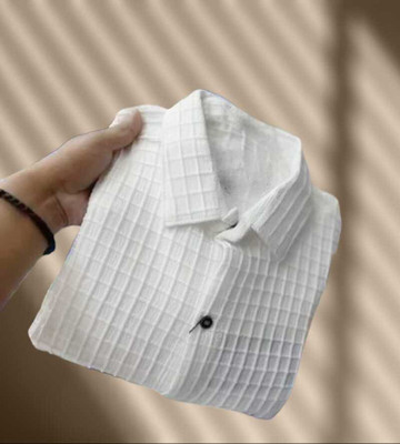 Lebridog Fashion Men Self Design Casual White Shirt