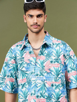 MASCLN SASSAFRAS Men Printed Casual Green Shirt