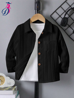DIPA FASHION Boys Self Design Casual Black Shirt