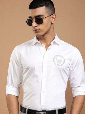 KETCH Men Self Design Casual White Shirt