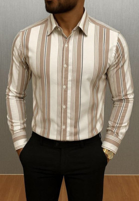 JACKBELLA Men Solid Casual Brown Shirt
