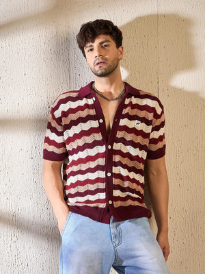 FUGAZEE Men Striped Casual Red, White Shirt