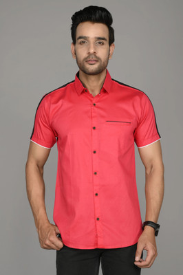 Tanip Men Solid Formal Red Shirt