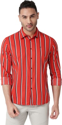 BASICS Men Striped Casual Red Shirt