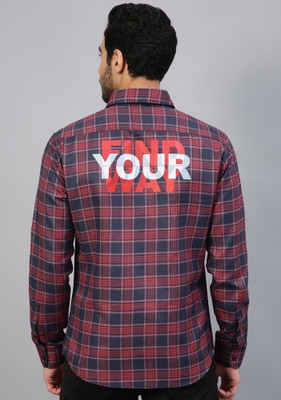 FTX Men Checkered, Printed Casual Red Shirt