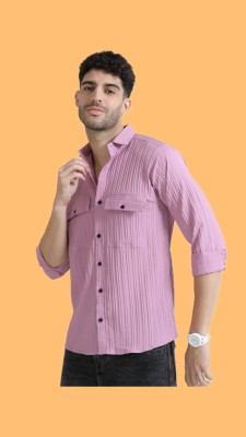 Sumit Fab Men Self Design Casual Pink Shirt