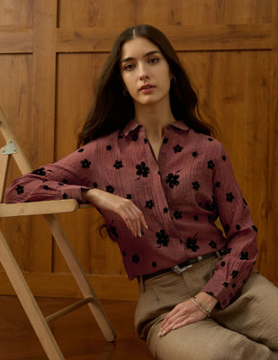 U.S. POLO ASSN. Women Floral Print Casual Brown Shirt