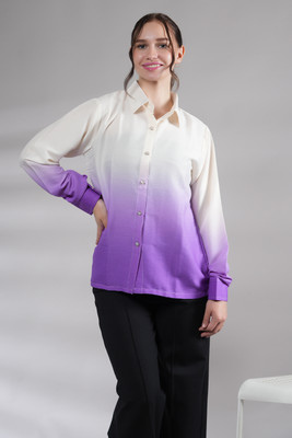 Neysa Women Dyed/Ombre Casual Purple Shirt