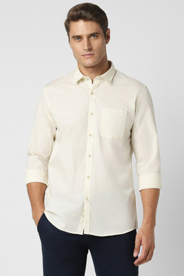 PETER ENGLAND Men Solid Casual Cream Shirt