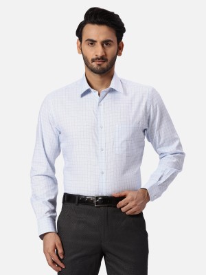 PARK AVENUE Men Self Design Formal Blue Shirt