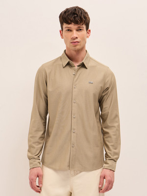 THE BEAR HOUSE Men Self Design Casual Beige Shirt