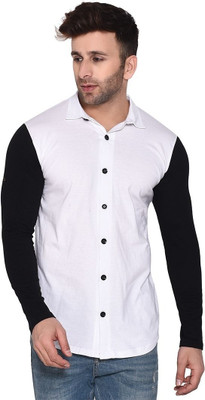GEUM Men Solid Casual White Shirt