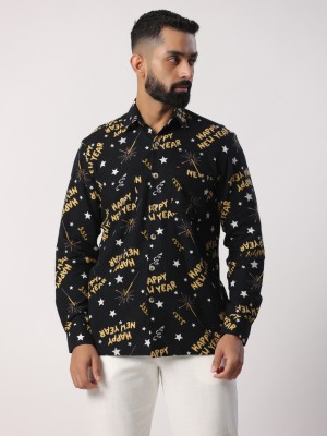 TISTABENE Men Printed Casual Black, White, Yellow Shirt