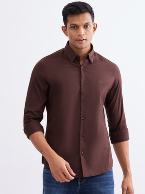 Spykar Men Solid Casual Brown Shirt