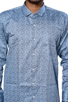 OCEAN FAB Men Printed Casual Dark Blue Shirt