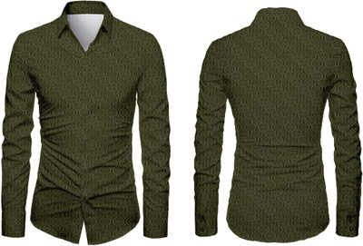 KAPURIYA FAB Men Printed Casual Green Shirt