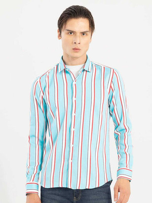 Snitch Men Striped Casual Multicolor Shirt