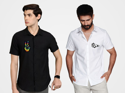ASHIMA FAB TEX Men Solid Casual Multicolor Shirt(Pack of 2)