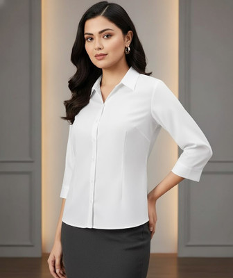 Prieto Women Solid Formal Dark Blue Shirt