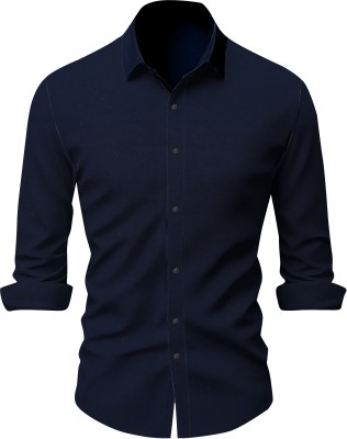 KAALARATRI Men Solid Casual Dark Blue Shirt