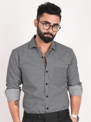 Zimli Men Self Design Casual Grey Shirt