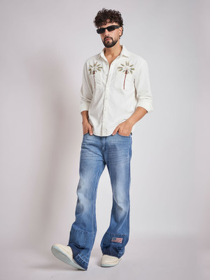 FUGAZEE Men Self Design Casual White Shirt