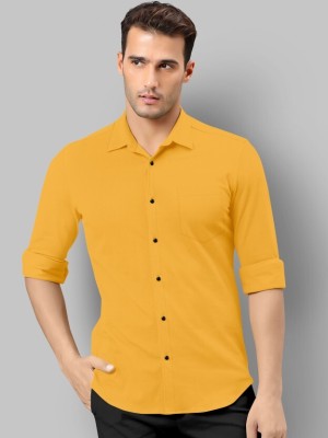 Radhe Collection Men Solid Casual Yellow Shirt