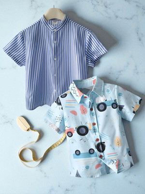 KIDOOZA Boys Printed, Striped Casual Multicolor Shirt