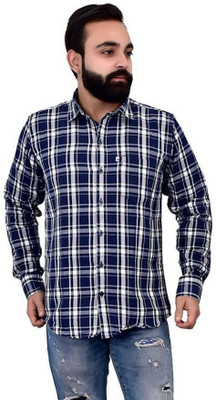 Marc Laurent Men Checkered Formal Blue, White Shirt