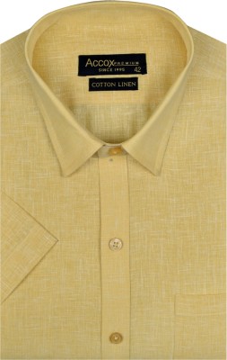 ACCOX Men Solid, Self Design Formal Yellow Shirt