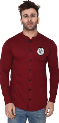 tfurnish Men Self Design Casual Maroon Shirt