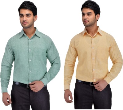 DESHBANDHU KHADI Men Solid Formal Multicolor Shirt(Pack of 2)