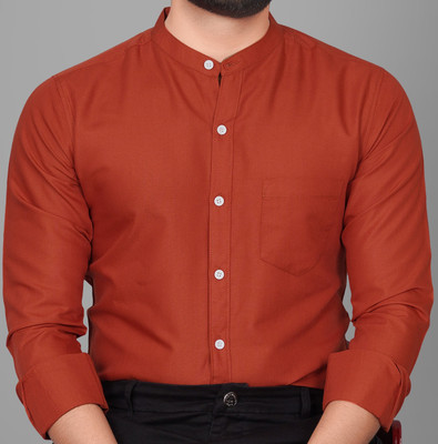 Voroxy Men Solid Casual Orange Shirt