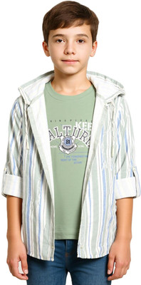 CAVIO Boys Striped Casual Multicolor Shirt