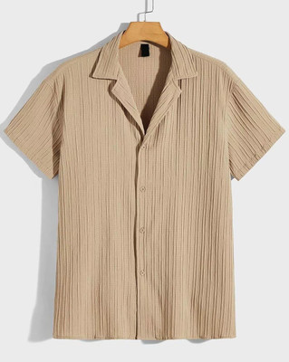 METRONAUT Men Self Design Casual Beige Shirt