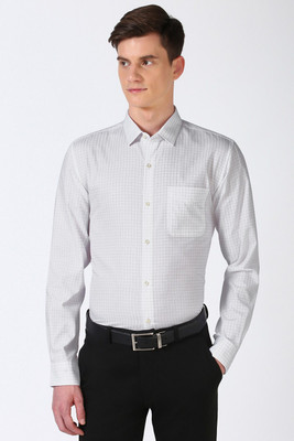 PETER ENGLAND Men Checkered Formal Grey Shirt