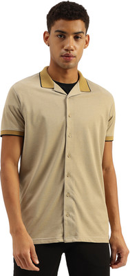 United Colors of Benetton Men Solid Casual Beige Shirt
